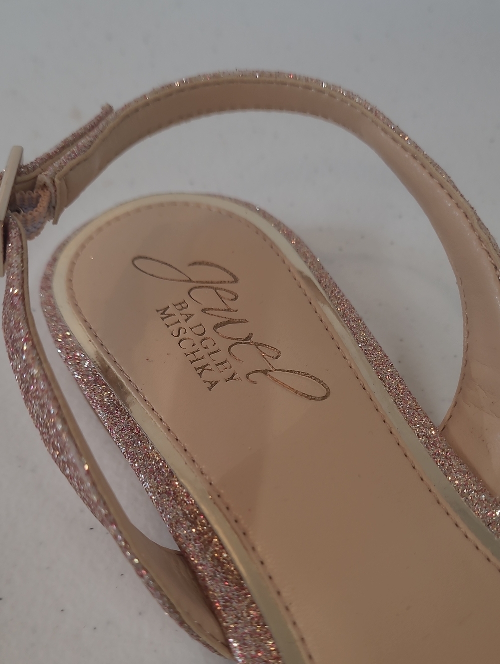 Badgley Mischka Jewel & Crystal Pointed Slingback Flats - Rose Gold Sz 7.5 - Picture 3 of 9